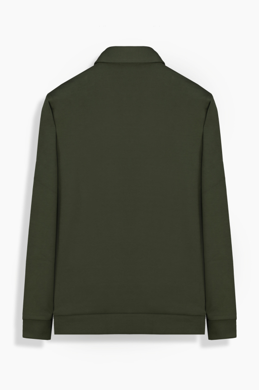 Elvira Polo Yaka Haki Sweatshirt - INTERVIEW