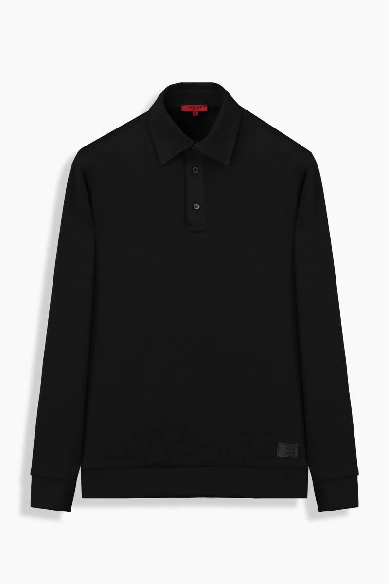 Elvira Polo Yaka Siyah Sweatshirt - 1