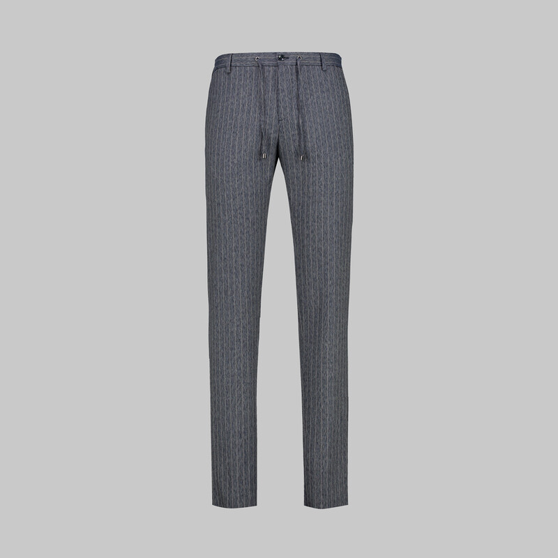 Ely Çizgili İndigo Mavi Pantolon 