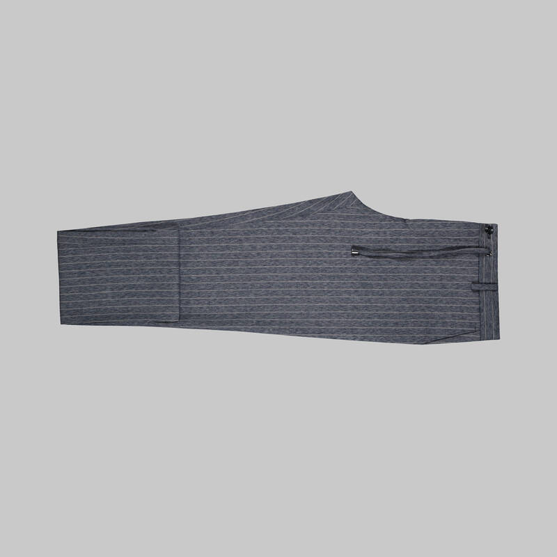 Ely Çizgili İndigo Mavi Pantolon - 3