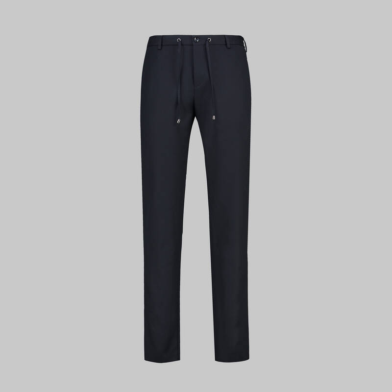 Ely Lacivert Bel Bağcıklı Pantolon - 1