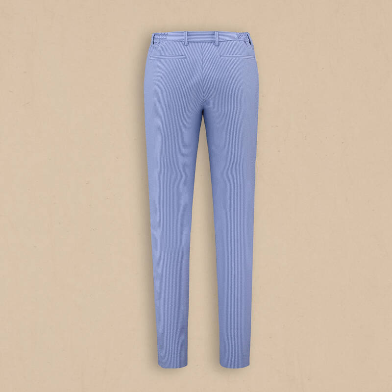 Ely Çizgili Beli Bağcıklı Mavi Pantolon - 3