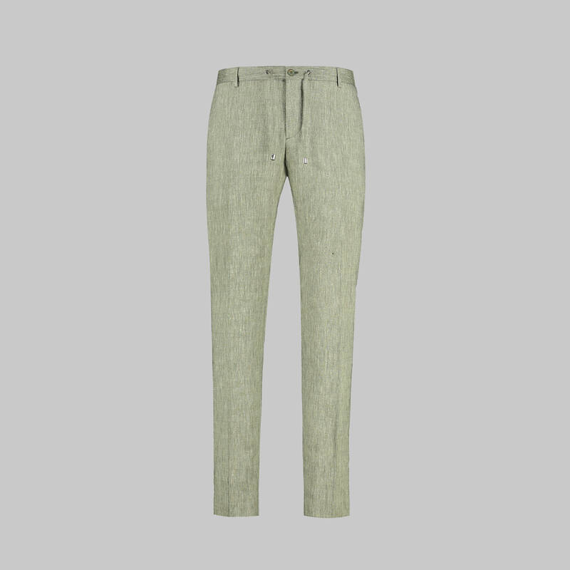 Enric Beli Bağcıklı Yeşil Pantolon - 1