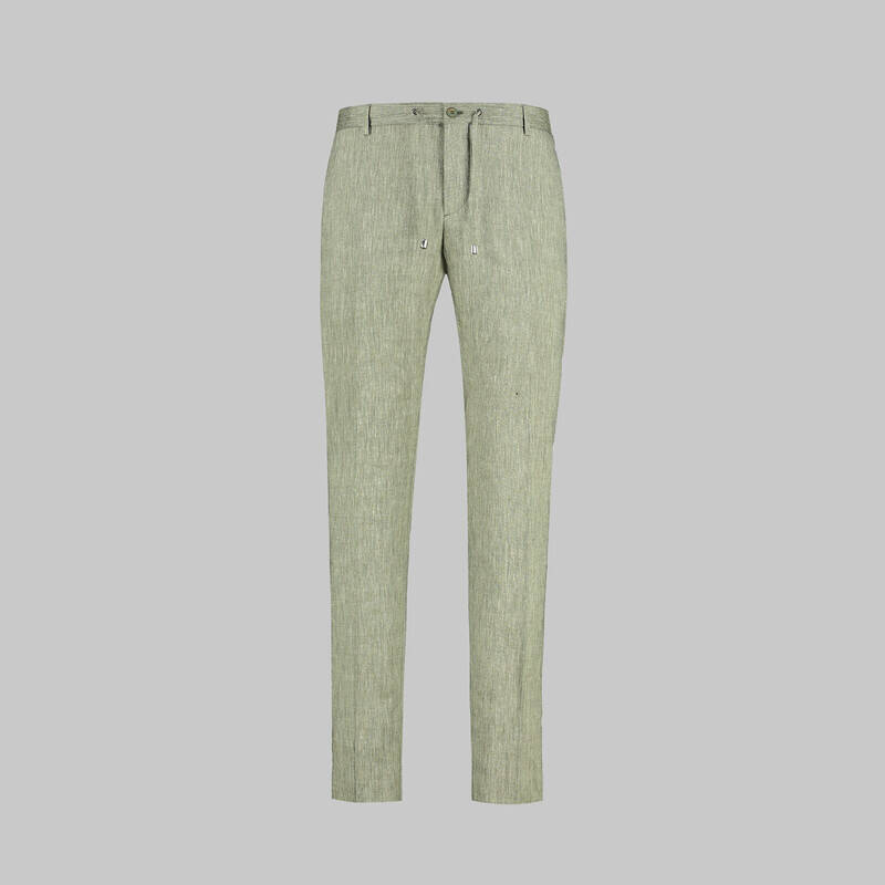 Enric Beli Bağcıklı Yeşil Pantolon - 4