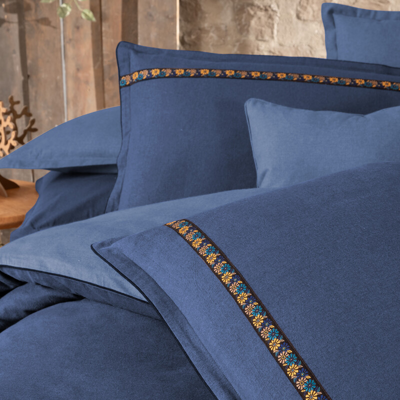 Enrike Flanel Mavi King Size Nevresim Takımı - SAREV