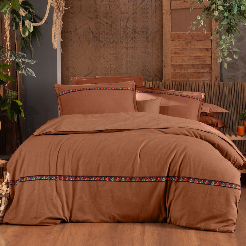 Enrike Flanel Taba King Size Nevresim Takımı - SAREV