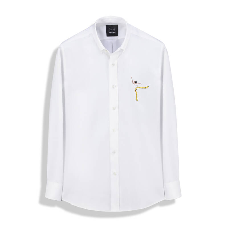 Erkek Balerin Tasarım Beyaz Gömlek - 3