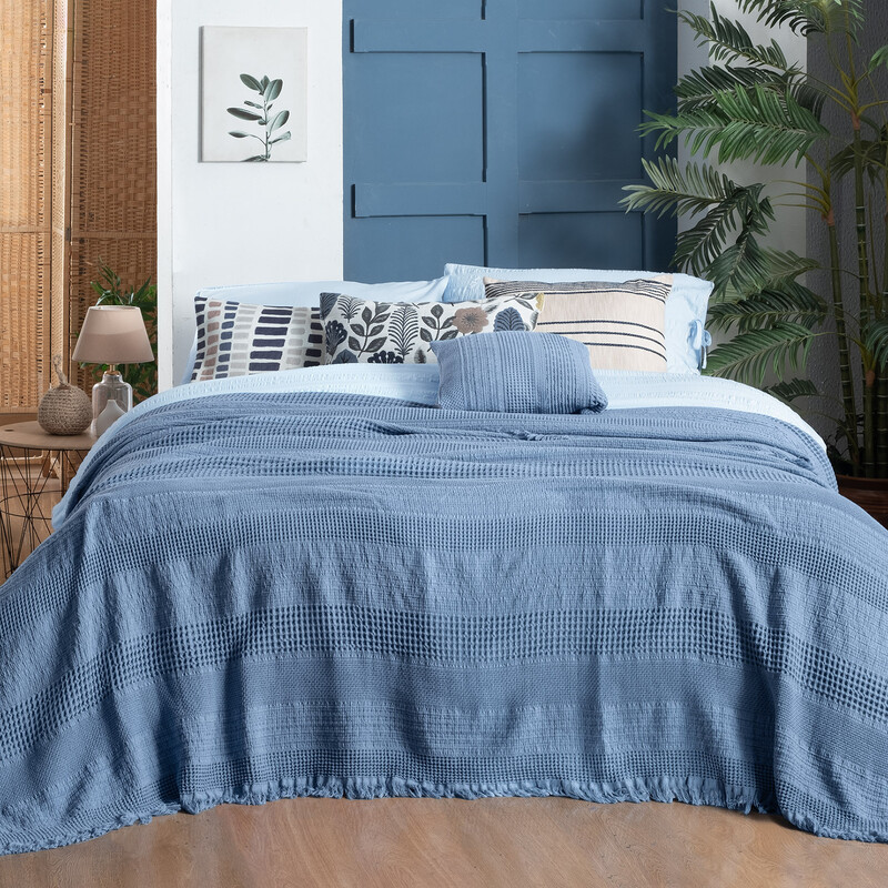 Eskel Yatak Örtüsü Tek Kişilik Mavi - SAREV