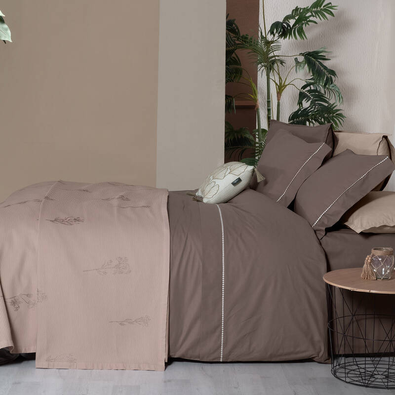 Eva Eldon Pike Takımı ve Nevresim Seti Tek Kişilik Mocha - 2