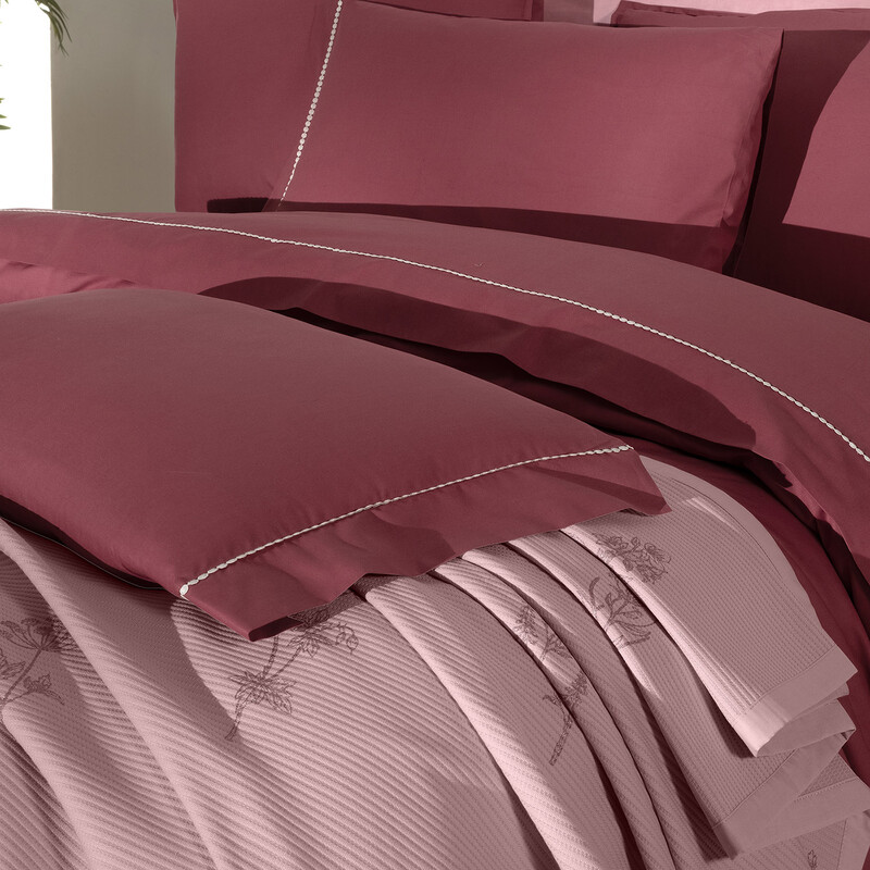 Eva Eldon Pike Takımı Ve Nevresim Seti Çift Kişilik Pembe - SAREV