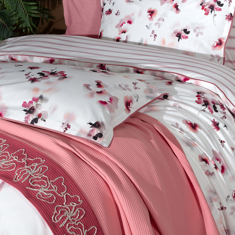 Eva Jadon Pike Takımı Ve Nevresim Seti Tek Kişilik Pembe - SAREV