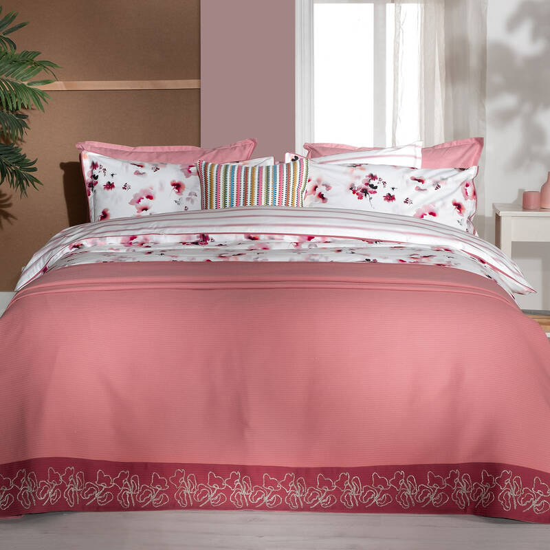 Eva Jadon Pike Takımı Ve Nevresim Seti Tek Kişilik Pembe - 2