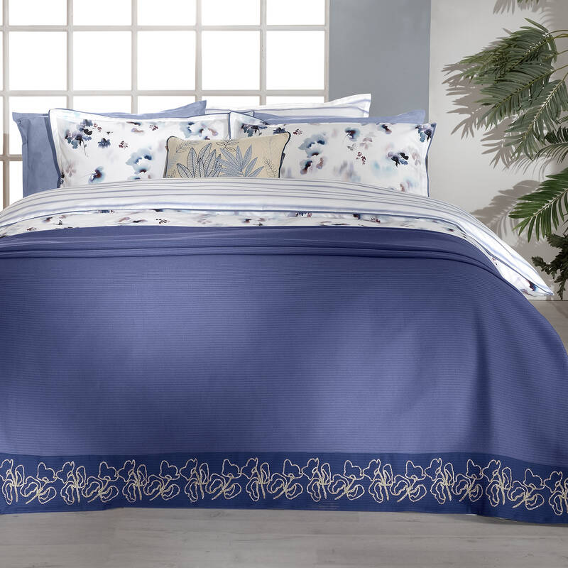 Eva Jadon Pike Takımı ve Nevresim Seti Tek Kişilik Mavi - 2