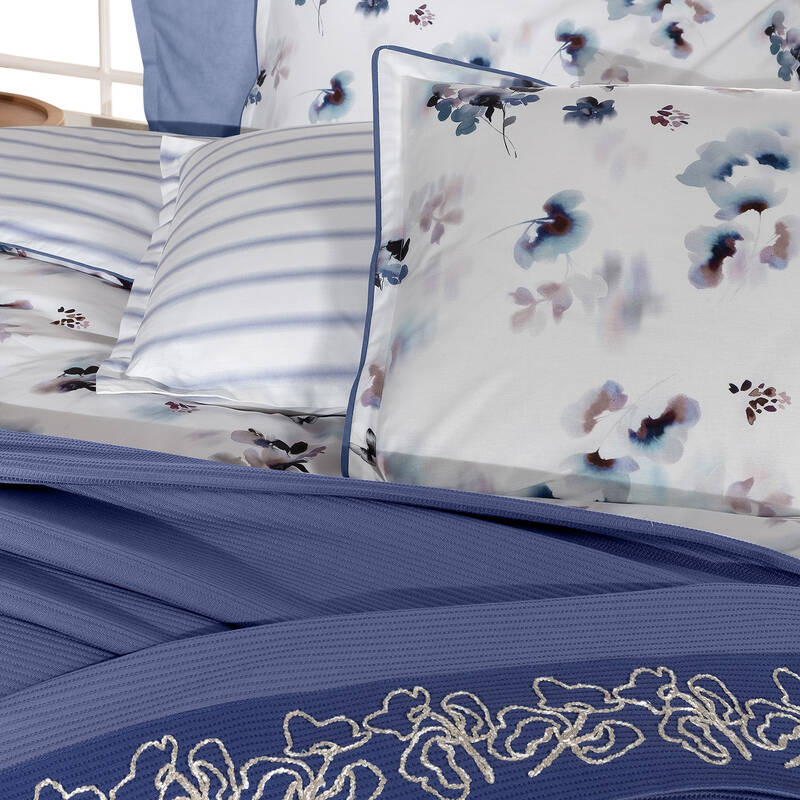 Eva Jadon Pike Takımı ve Nevresim Seti Tek Kişilik Mavi - 3