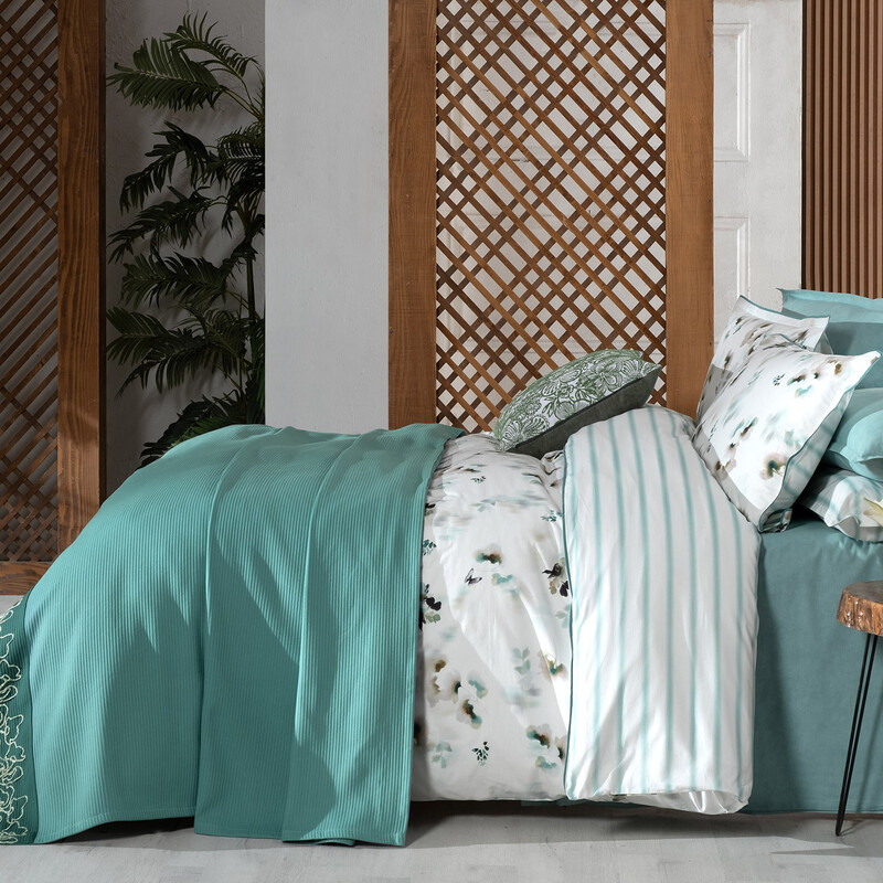 Eva Jadon Pike Takımı ve Nevresim Seti Tek Kişilik Yeşil - SAREV