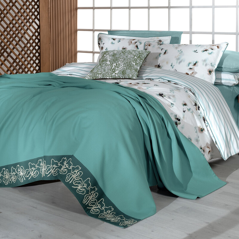 Eva Jadon Pike Takımı ve Nevresim Seti Tek Kişilik Yeşil 