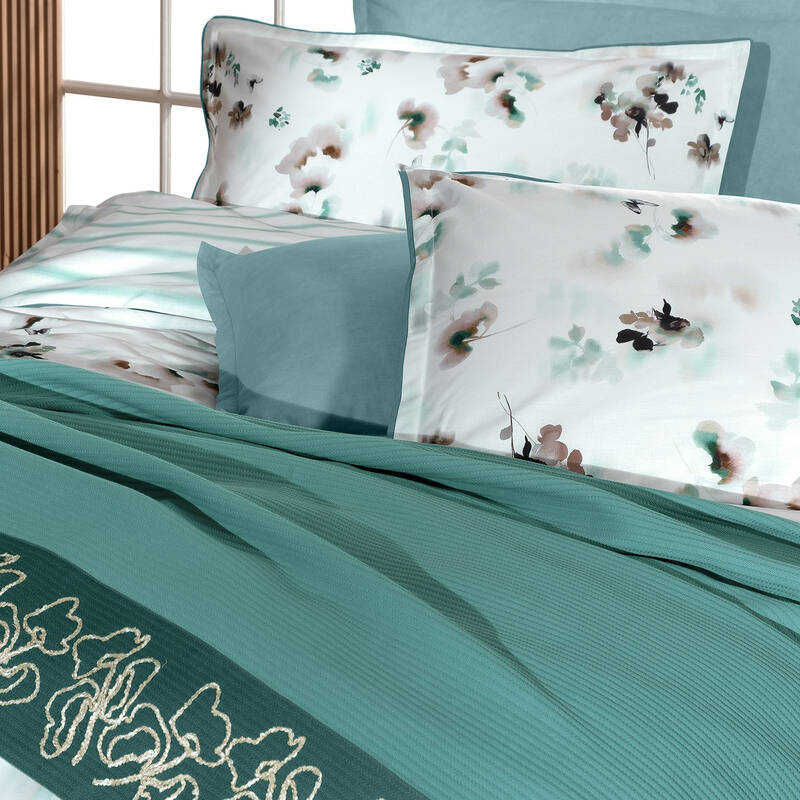 Eva Jadon Pike Takımı ve Nevresim Seti Tek Kişilik Yeşil - 3