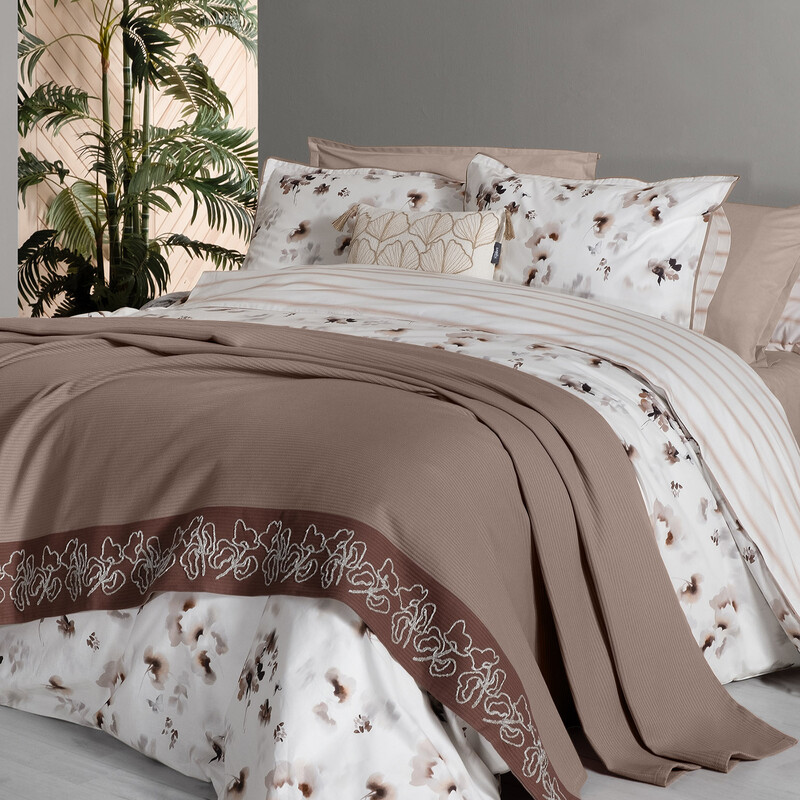 Eva Jadon Pike Takımı ve Nevresim Seti Tek Kişilik Bej - SAREV