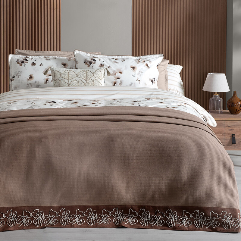 Eva Jadon Pike Takımı ve Nevresim Seti Tek Kişilik Bej 