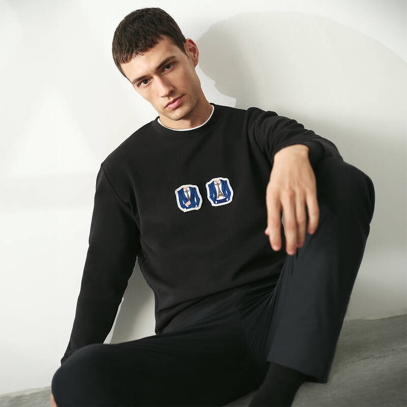 O Yaka Eıffel Takım Tasarım Siyah Sweatshirt - 1