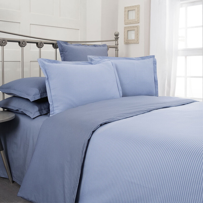 Fancy Stripe King Size Mavi Nevresim Takımı 