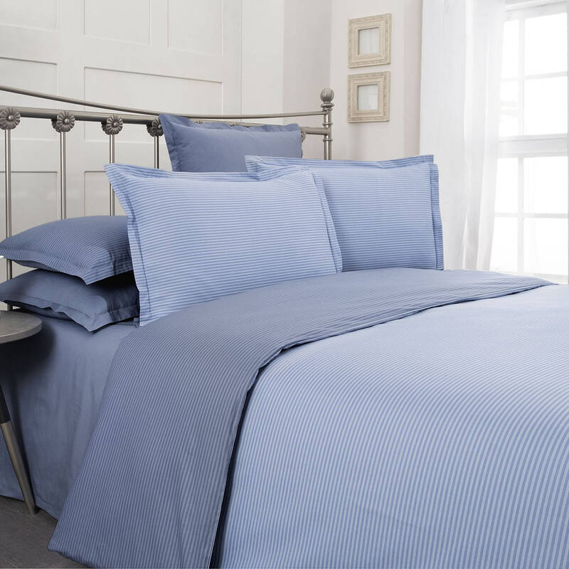 Fancy Stripe King Size Mavi Nevresim Takımı - 1
