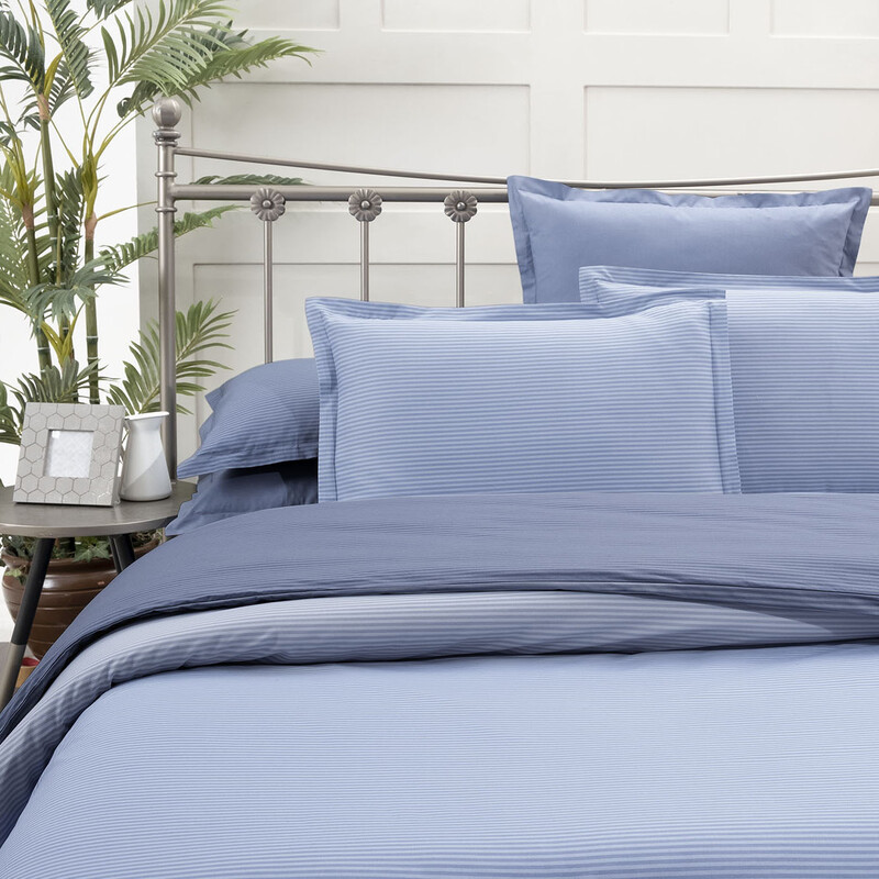 Fancy Stripe King Size Mavi Nevresim Takımı - SAREV