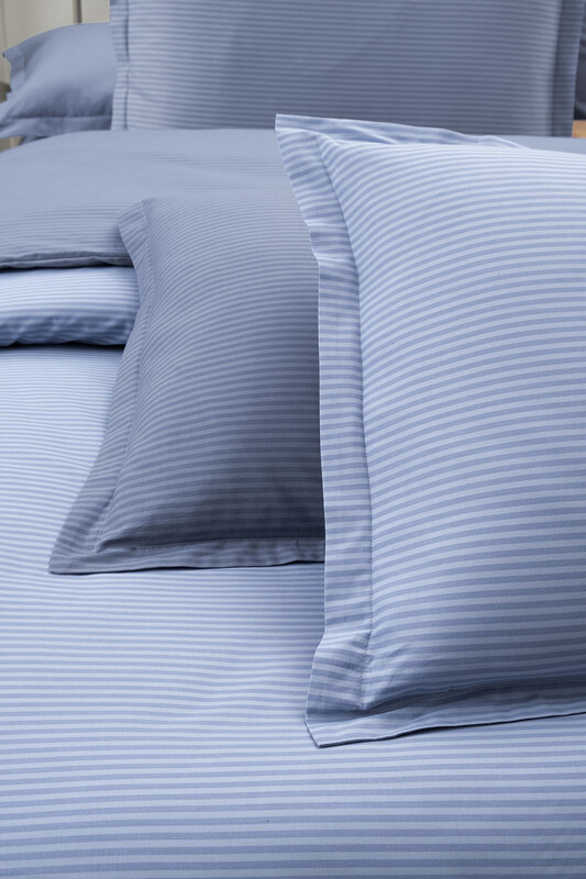 Fancy Stripe King Size Mavi Nevresim Takımı - SAREV