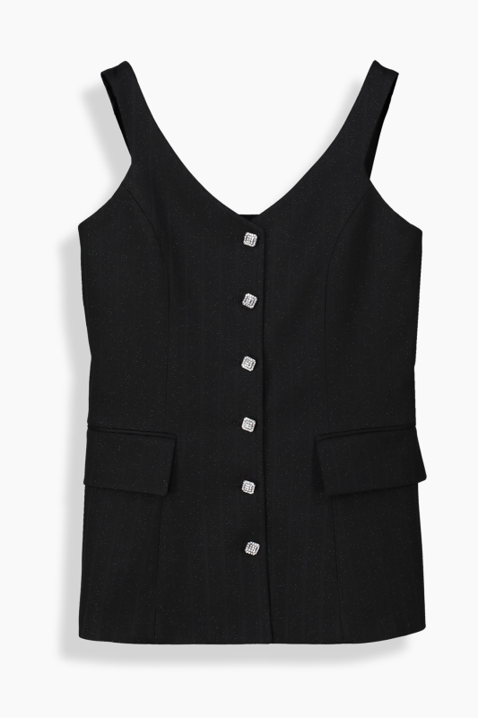 Fedes Çizgili Siyah Yelek 