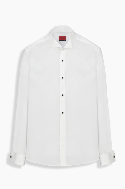 Felisa Geniş Manşet Soho Beyaz Smokin Gömlek 