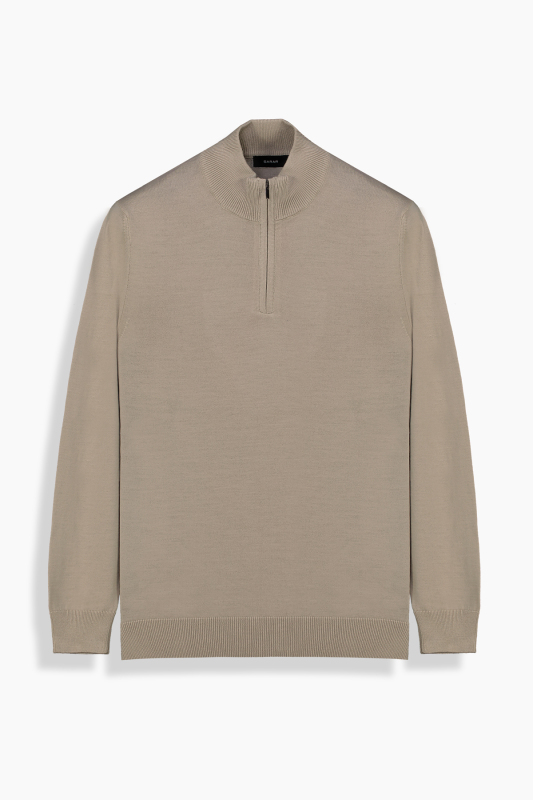 Fermuarlı Bato Yaka Vizon Triko - SARAR