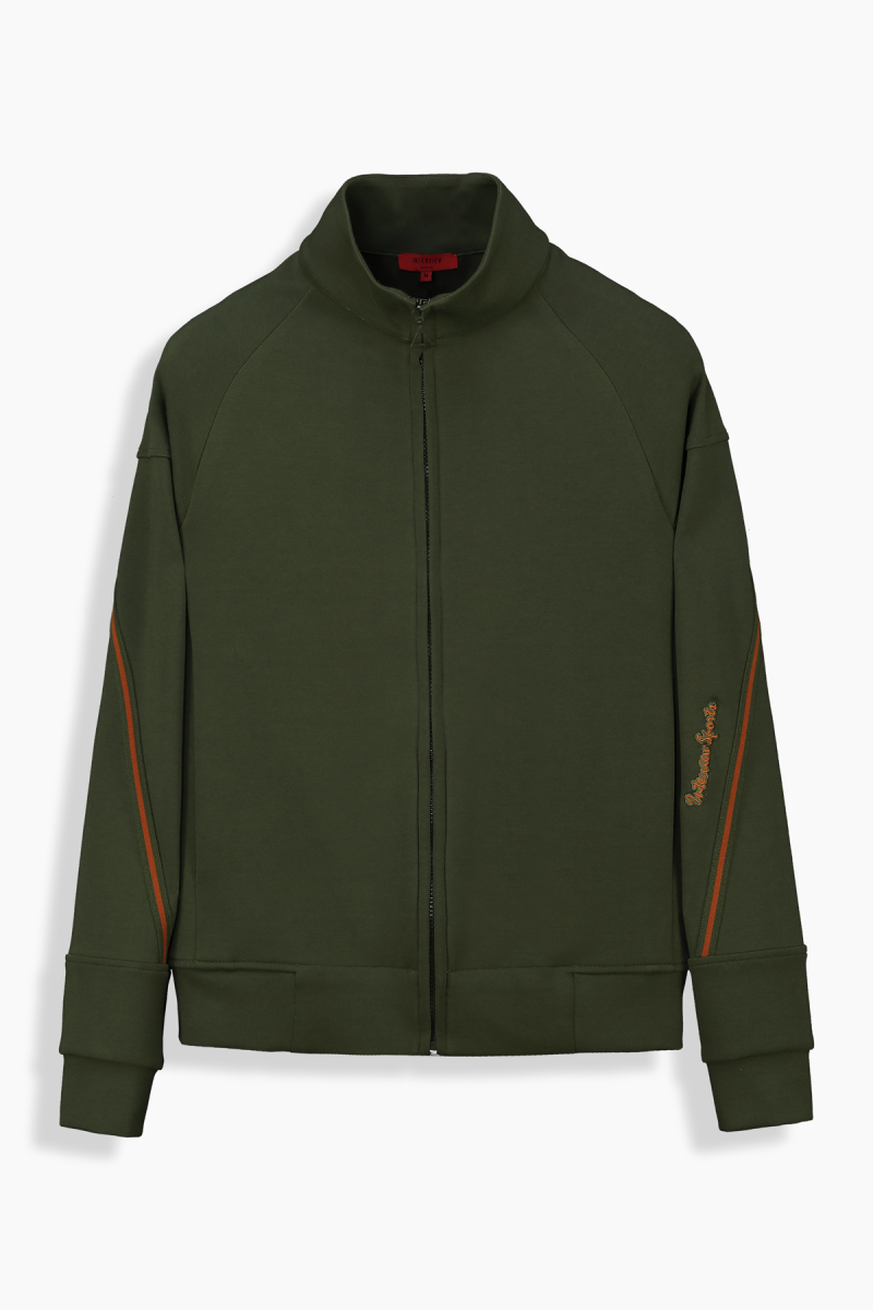 Fermuarlı Haki Sweatshirt - 1