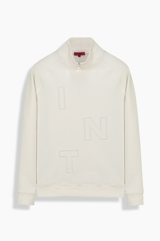 Fermuarlı Polo Yaka Ekru Sweatshirt - INTERVIEW