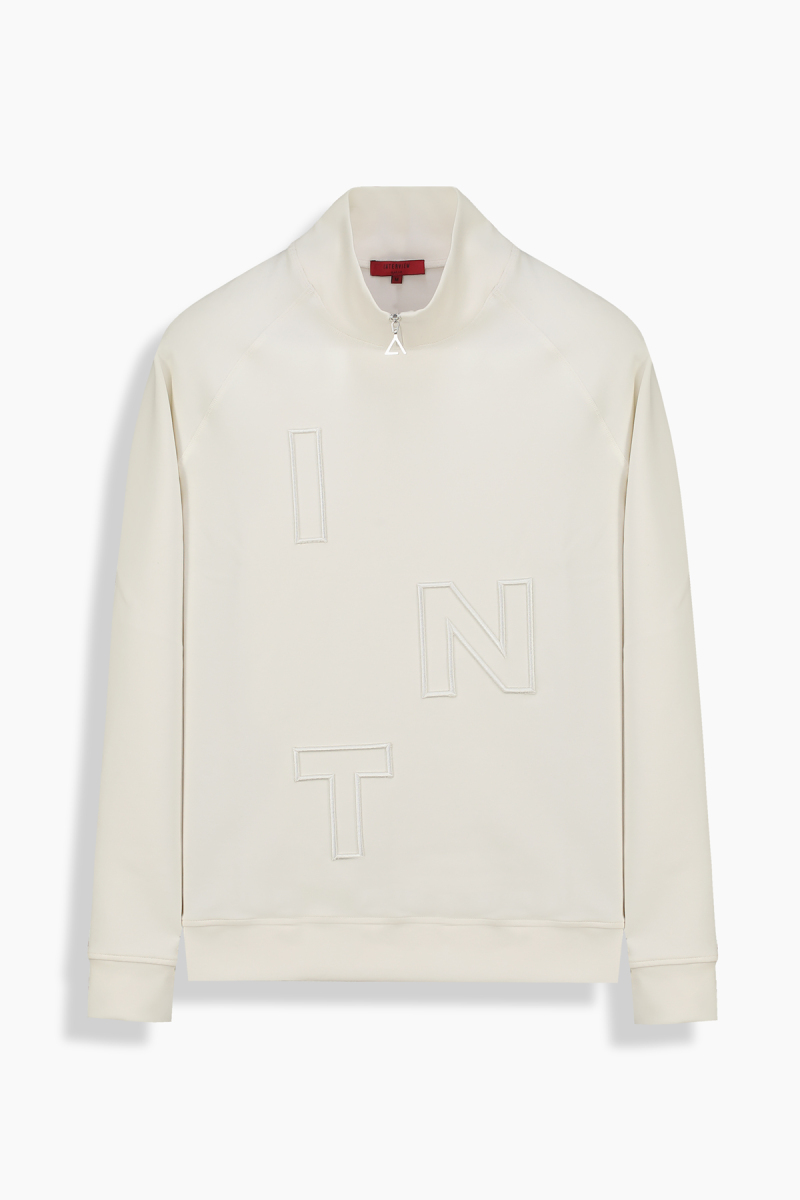 Fermuarlı Polo Yaka Ekru Sweatshirt - 1