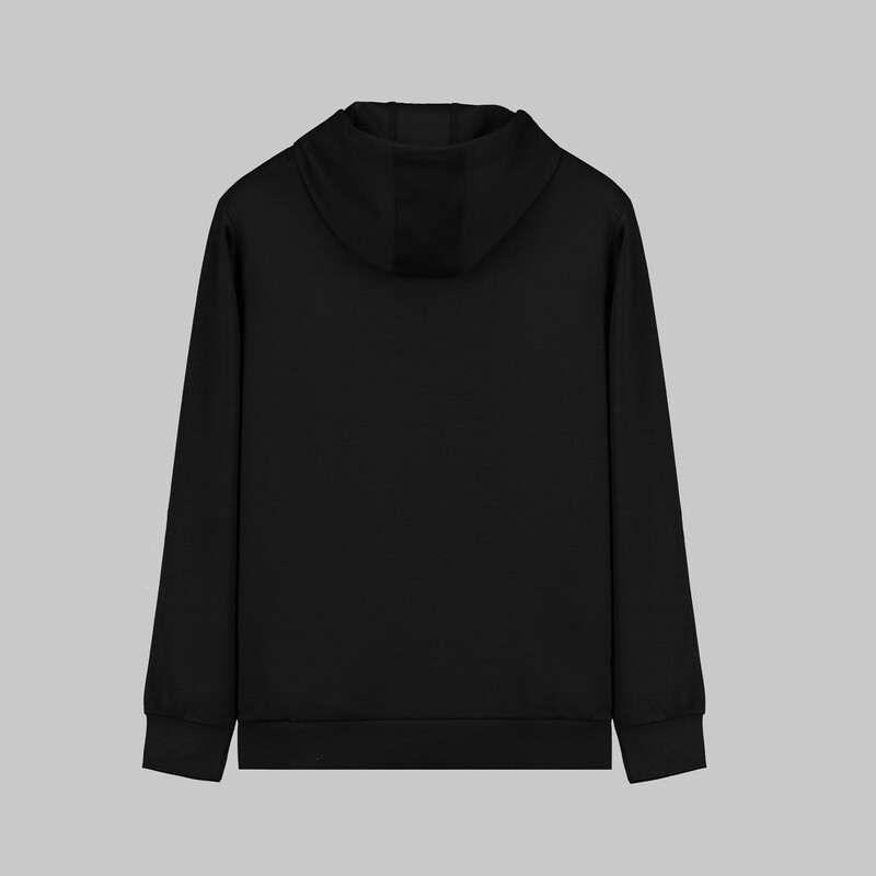 Kapüşonlu Fermuarlı Siyah Sweatshirt - INTERVIEW