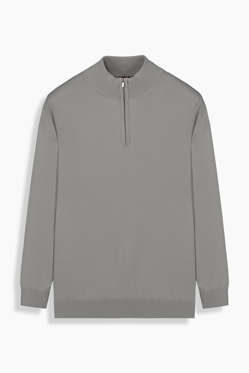 Fermuarlı Yarım Balıkçı Gri Triko - 1