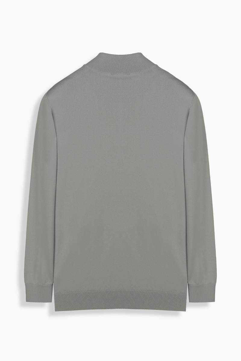 Fermuarlı Yarım Balıkçı Gri Triko - 2