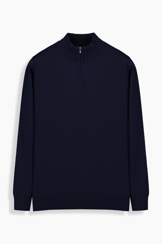 Fermuarlı Yarım Balıkçı Lacivert Triko 