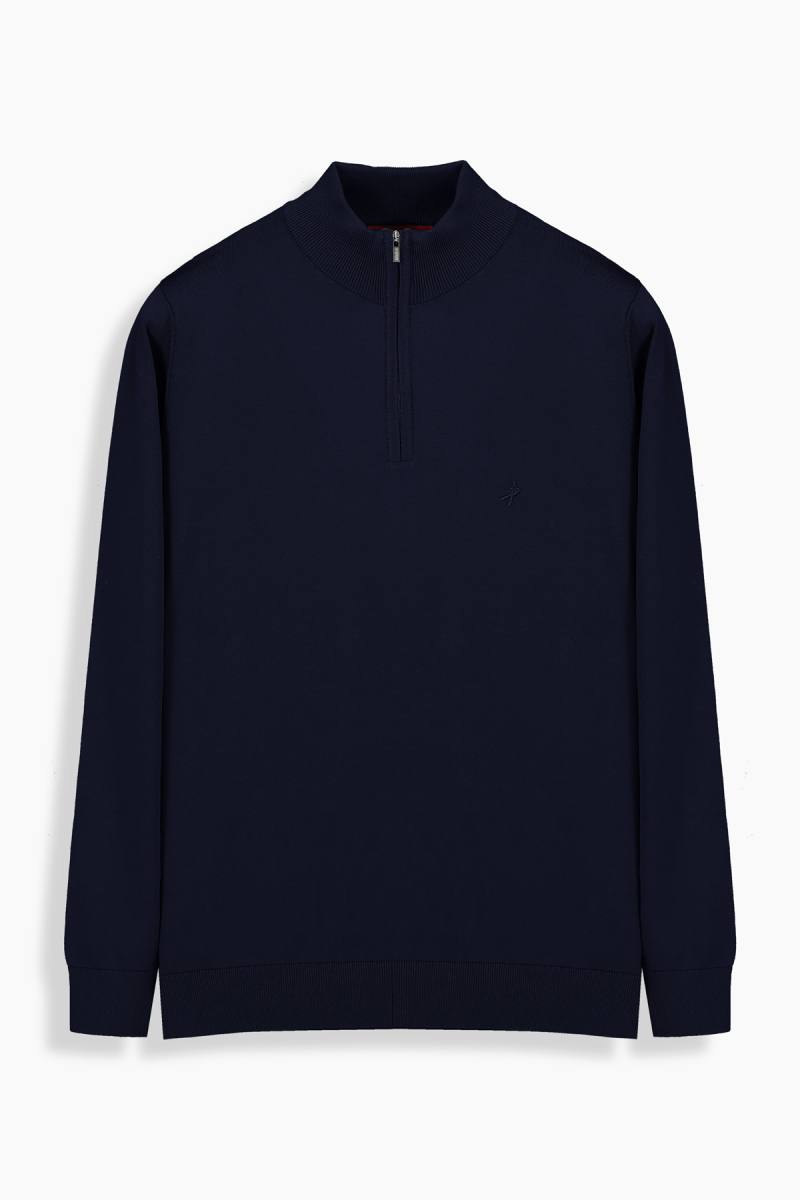 Fermuarlı Yarım Balıkçı Lacivert Triko - 1