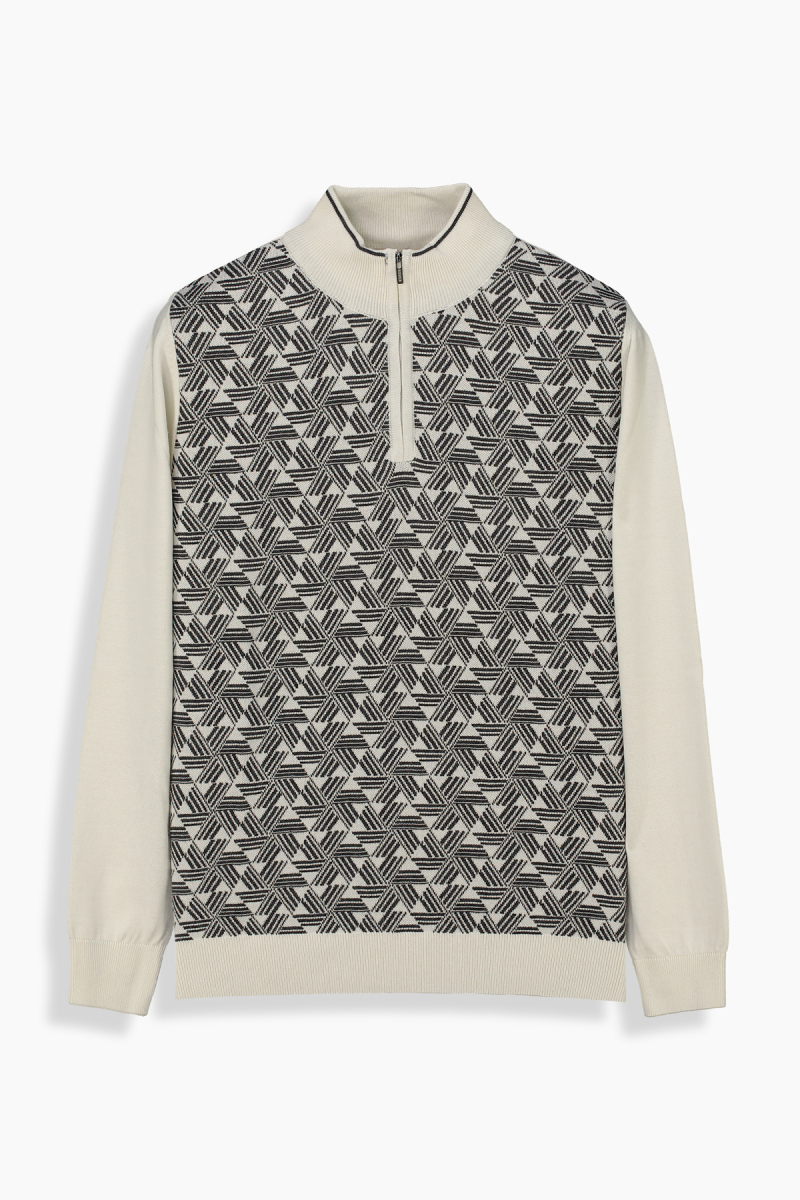 Fermuarlı Yarım Balıkçı Yaka Gri Triko - 1