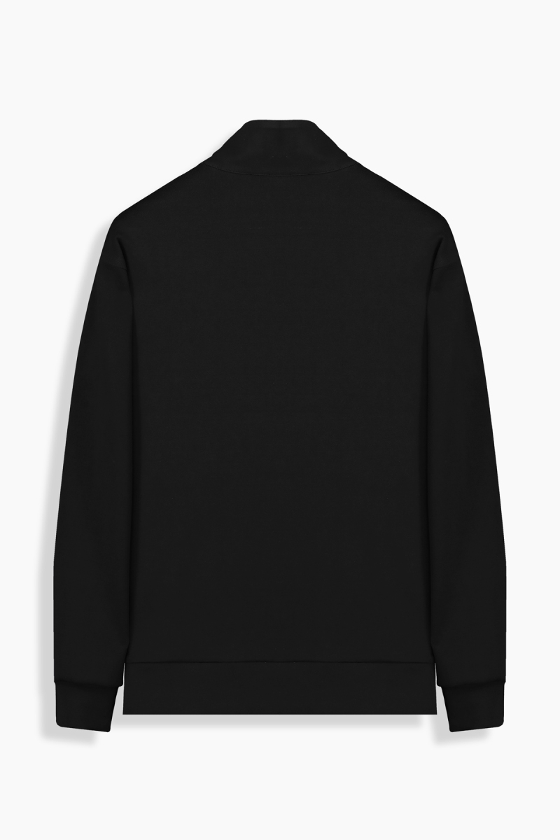 Fermuarlı Yarım Balıkçı Yaka Siyah Sweatshirt - 2