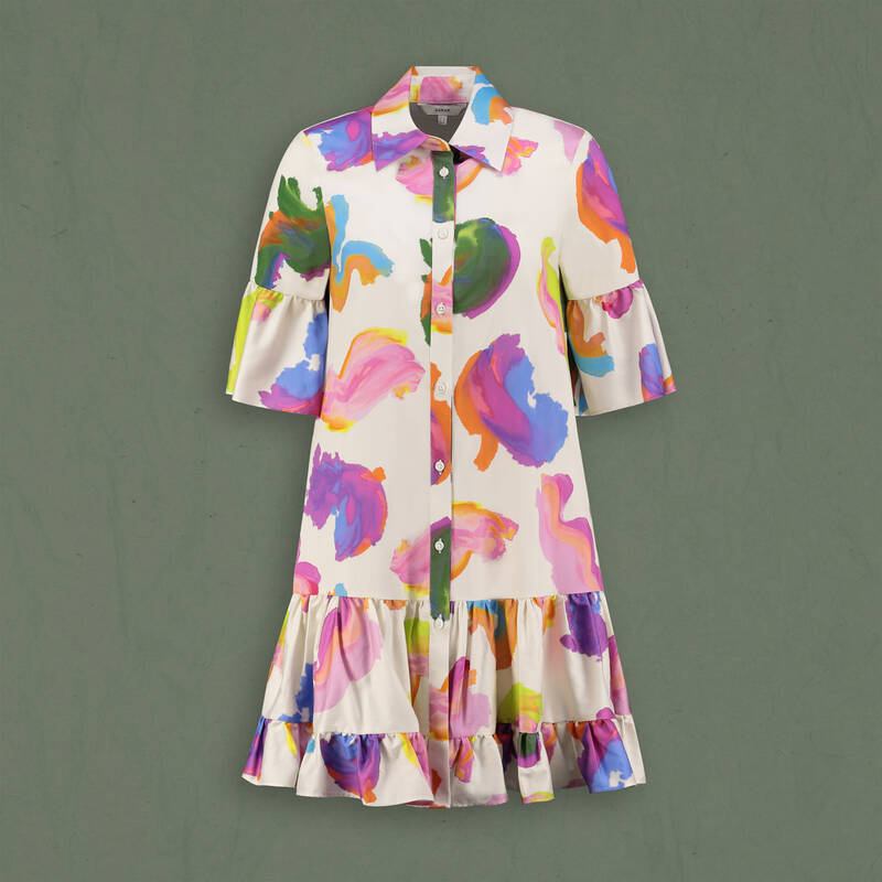 Fiorella Desenli Ekru Elbise - 2