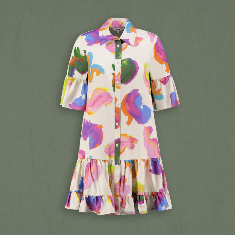 Fiorella Desenli Ekru Elbise - SARAR WOMAN