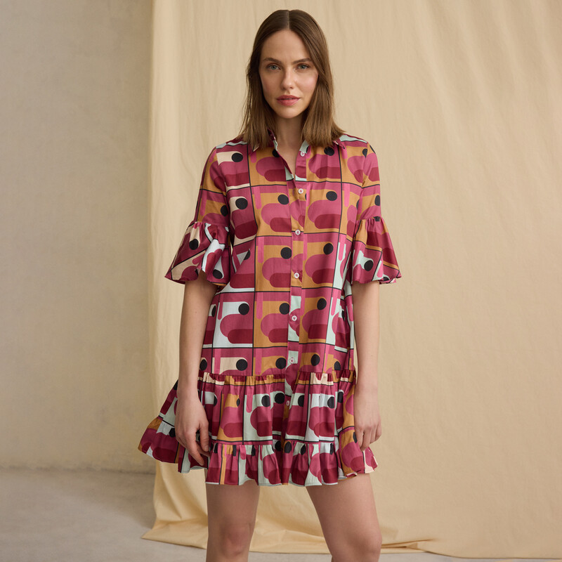 Fiorella Desenli Pembe Elbise - SARAR WOMAN