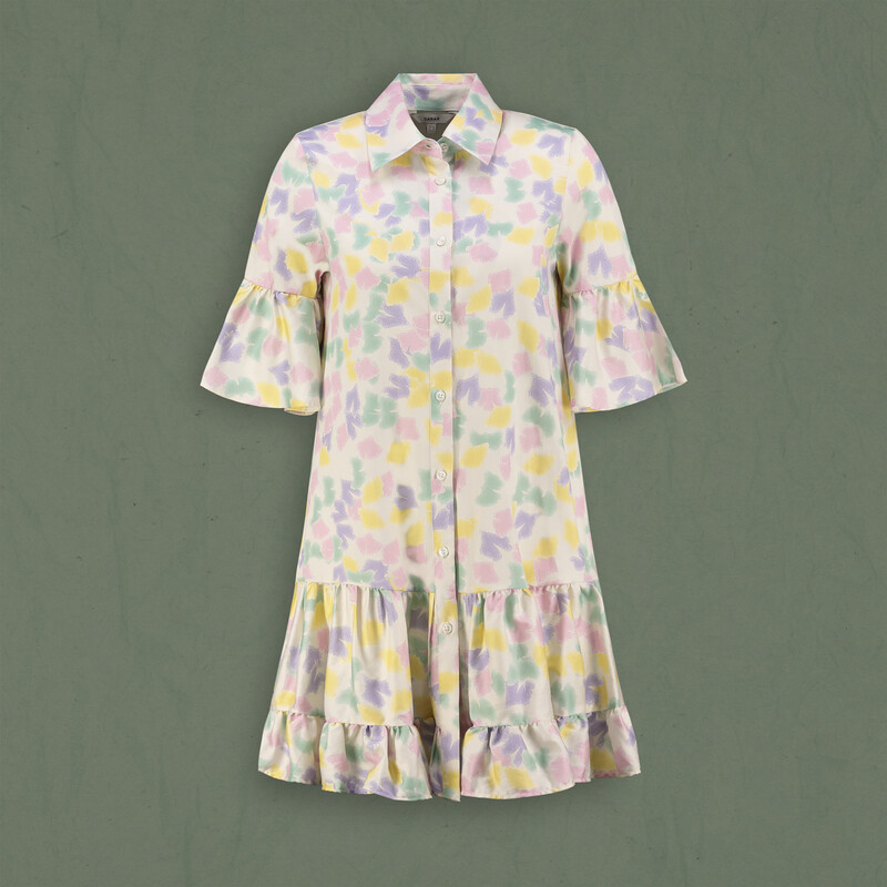 Fiorella Pembe Desenli Elbise - SARAR WOMAN