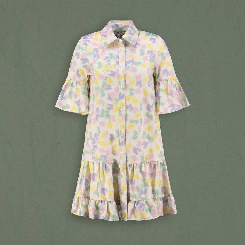 Fiorella Pembe Desenli Elbise - 1