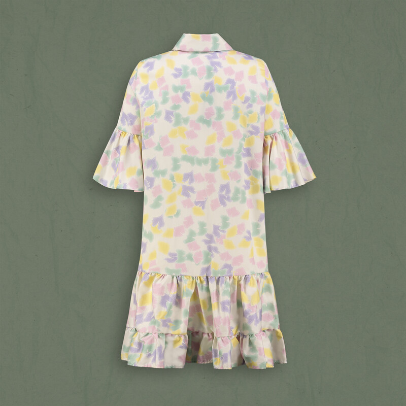 Fiorella Pembe Desenli Elbise - SARAR WOMAN