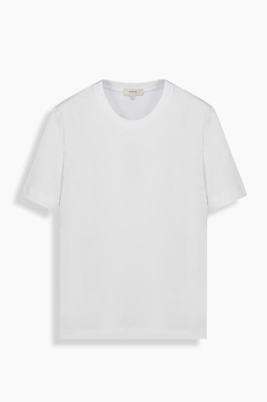 Fiyero Bisiklet Yaka Beyaz Tişört - SARAR WOMAN