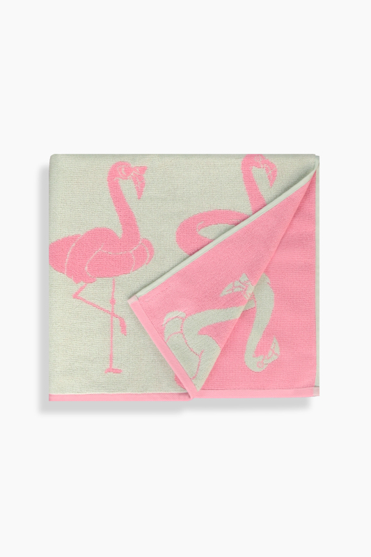 Flamingo Desen 90x160 Mint Yeşil Plaj Havlusu - SARAR