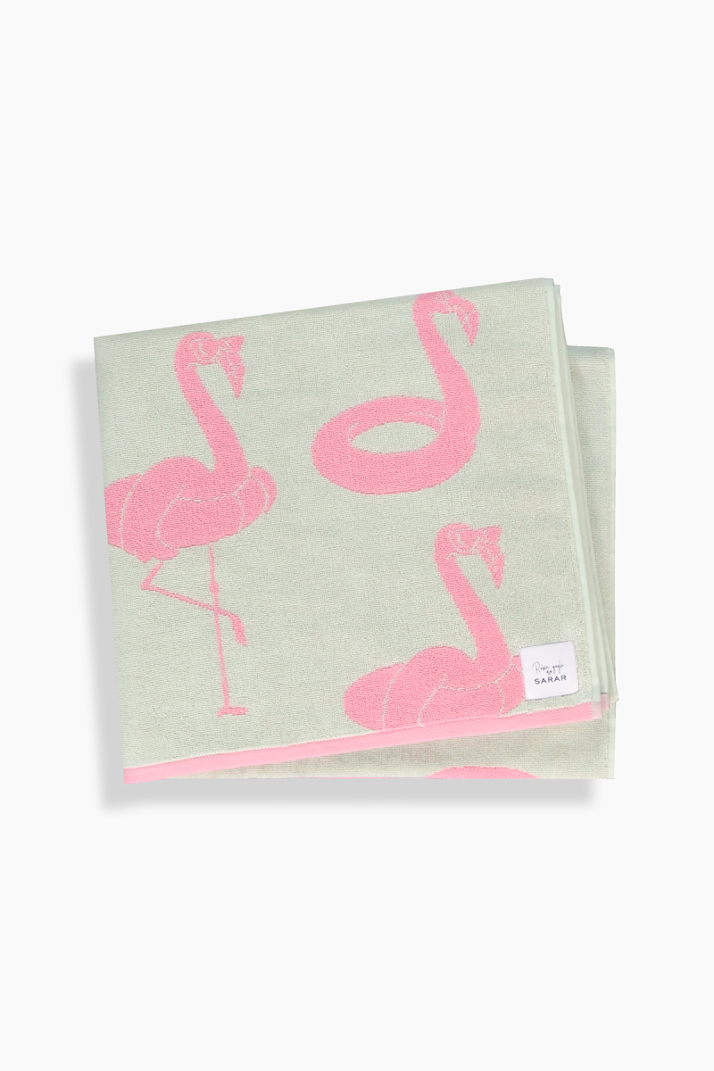 Flamingo Desen 90x160 Mint Yeşil Plaj Havlusu - 2